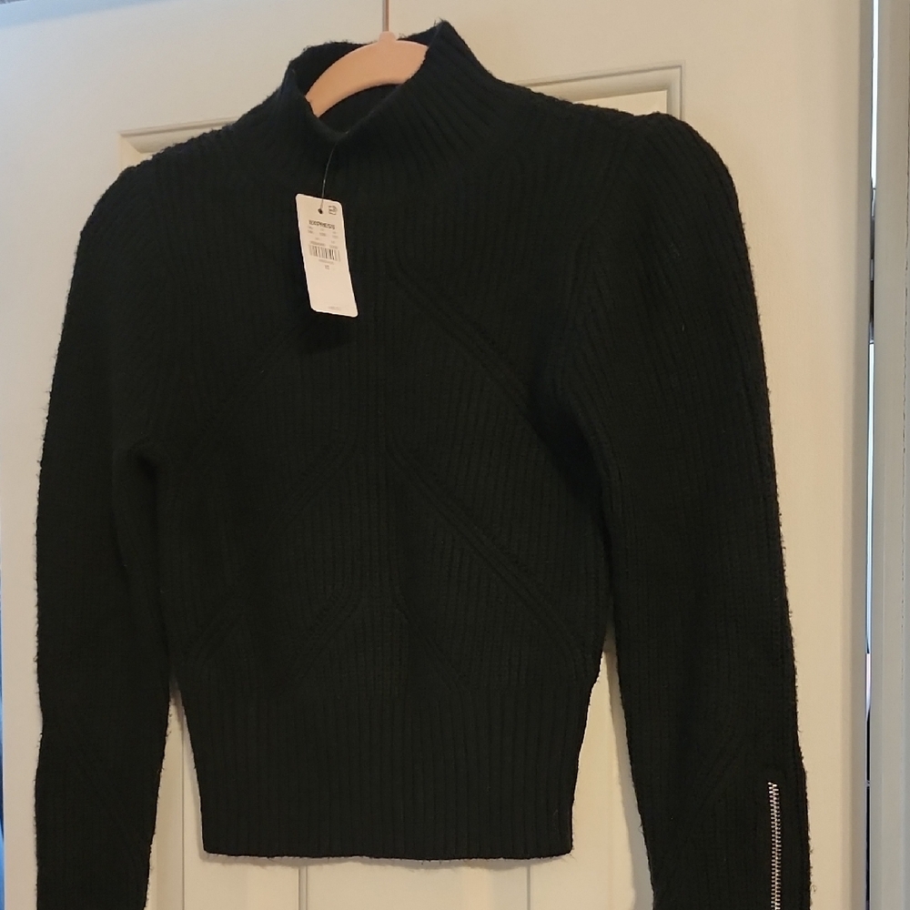Express Black Ribbed Turtleneck Sweater